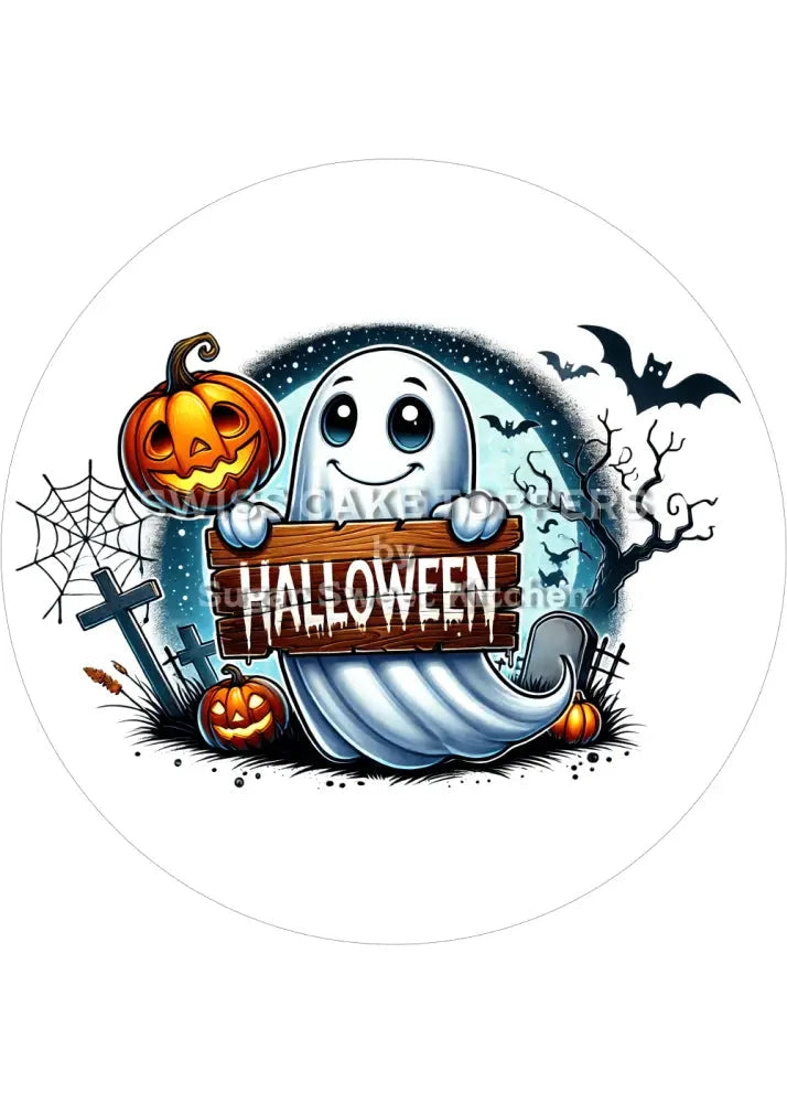 Geisterhafter Halloween-Tortenaufleger6 - personalisierbar - Fondant- Torten- & Cupcakeaufleger Sugar Sweet Kitchen