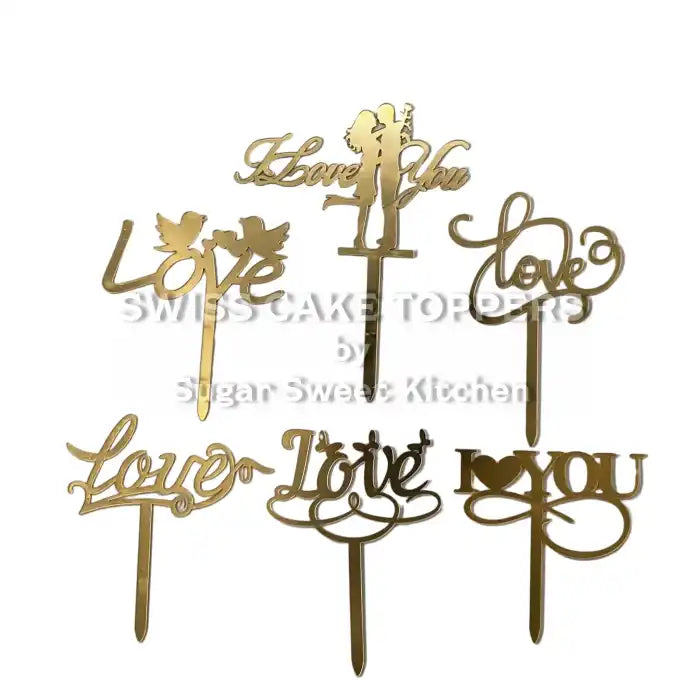 Goldene Hochzeits- & Valentins-Cupcake Topper / 6Stk. (Kleiner Riss) - Dekorationen nicht essbar Sugar Sweet Kitchen