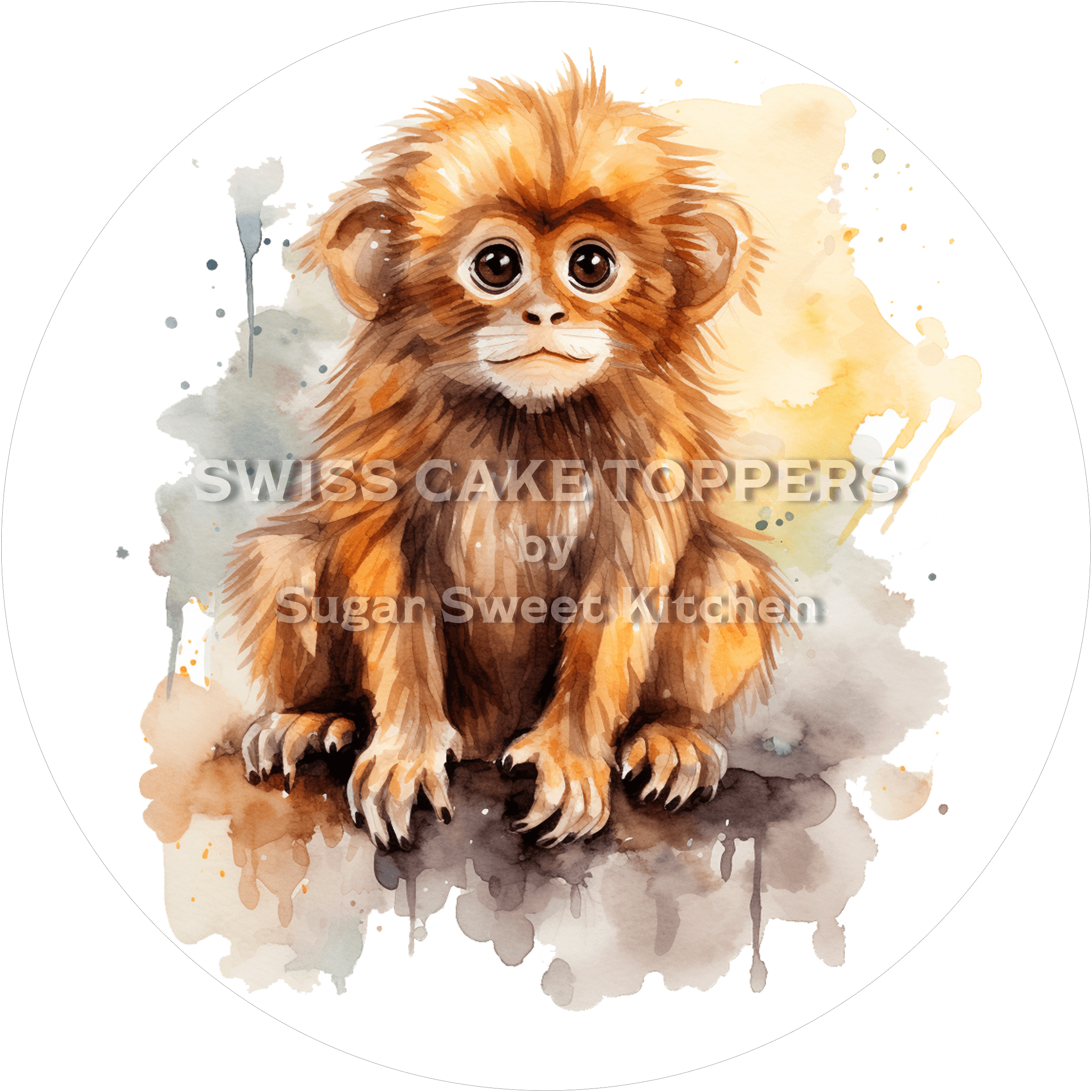 Goldiger Affen-Tortenaufleger5 - personalisierbar - Fondant- Torten- & Cupcakeaufleger Sugar Sweet Kitchen