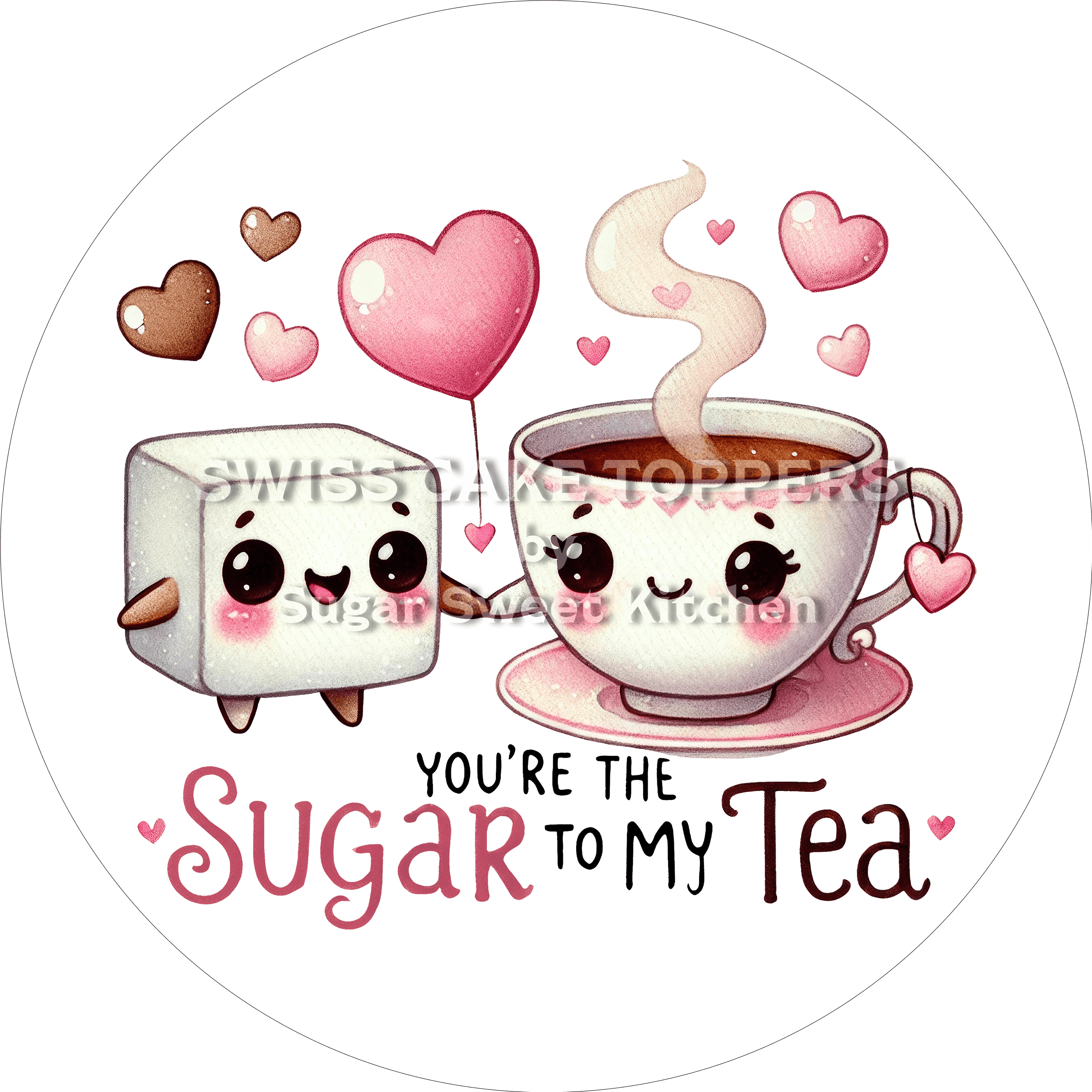 Goldiger Valentins- Tortenaufleger LV10 - personalisierbar - Fondant- Torten- & Cupcakeaufleger Sugar Sweet Kitchen