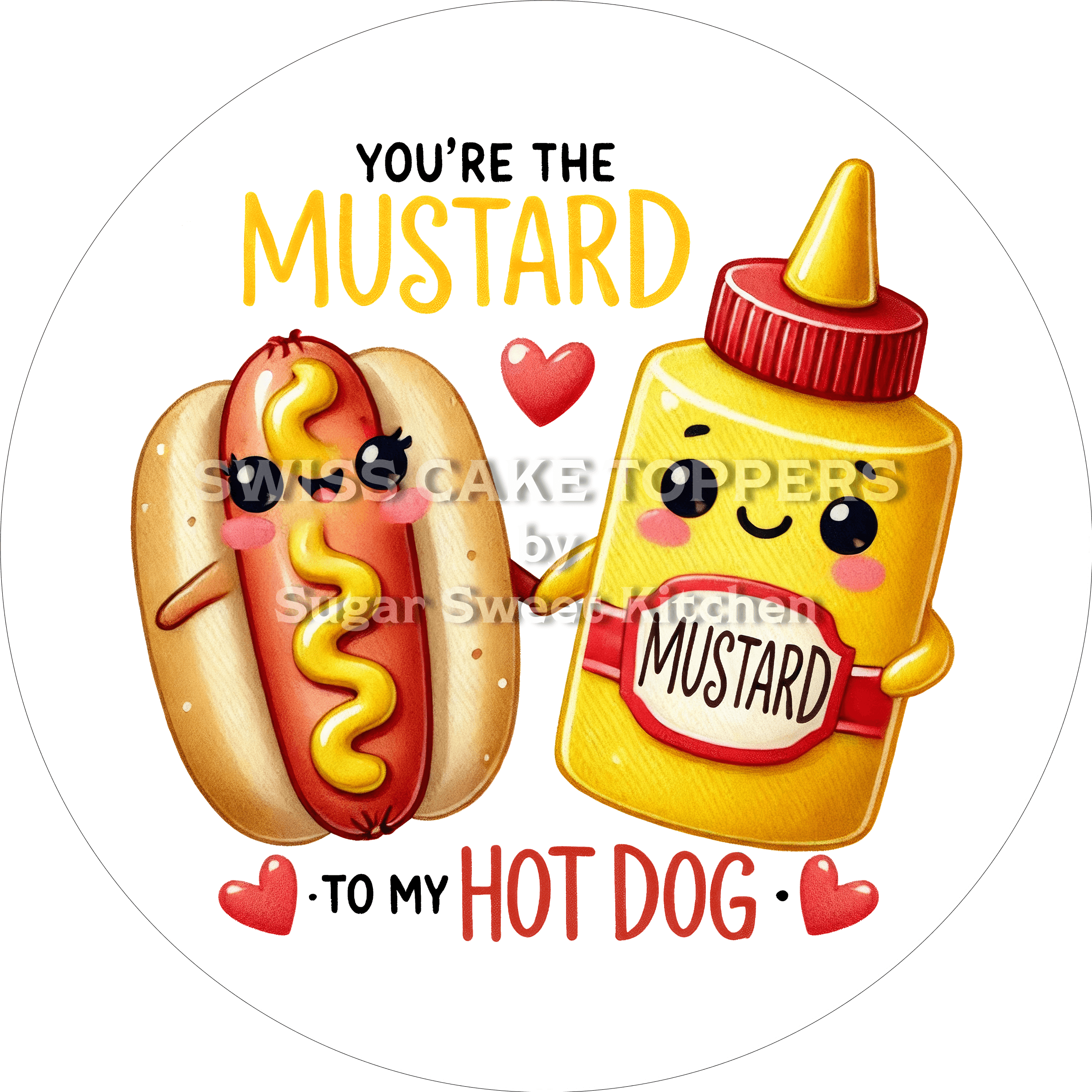 Goldiger Valentins- Tortenaufleger LV11 - personalisierbar - Fondant- Torten- & Cupcakeaufleger Sugar Sweet Kitchen