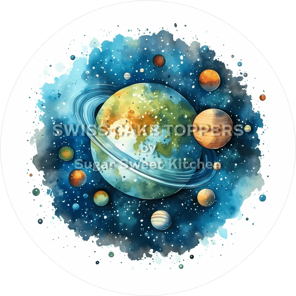 Grossartiger Planeten-Tortenaufleger8 - personalisierbar - Fondant- Torten- & Cupcakeaufleger Sugar Sweet Kitchen