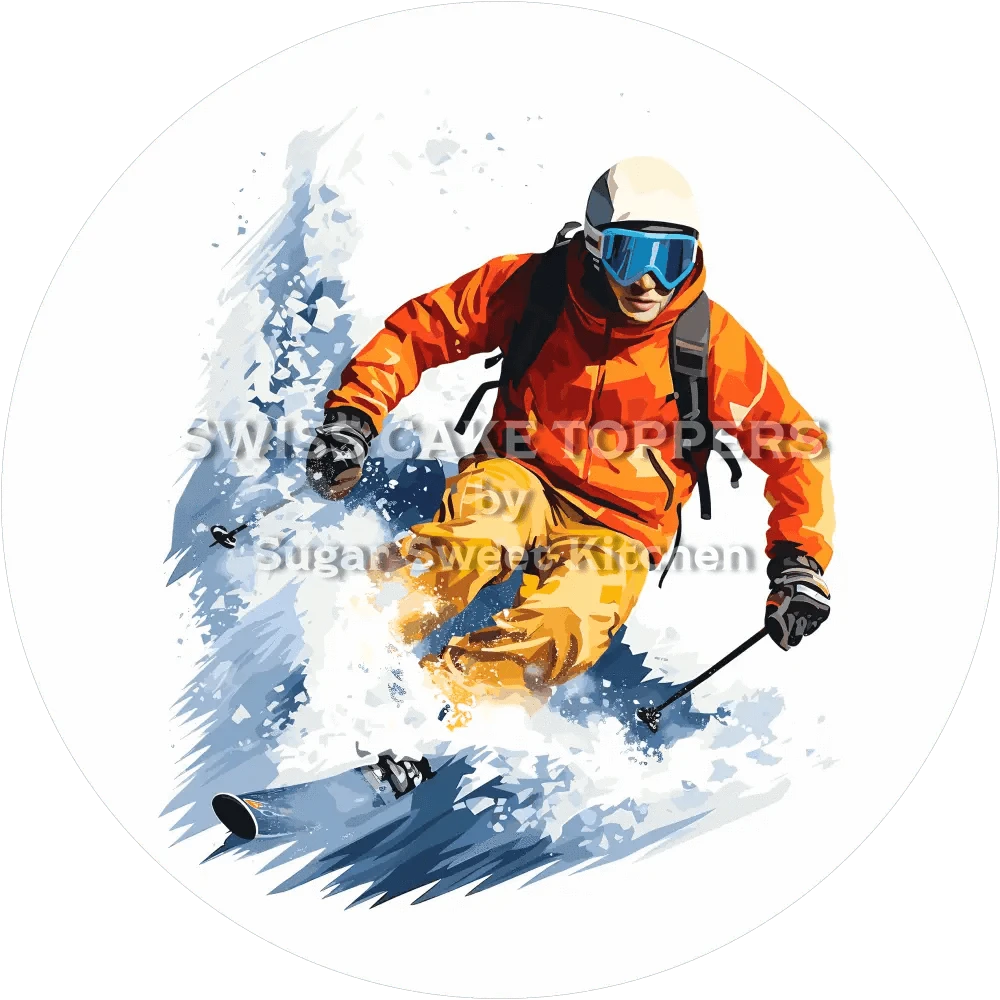 Grossartiger Skifahrer-Tortenaufleger3 - personalisierbar - Fondant- Torten- & Cupcakeaufleger Sugar Sweet Kitchen