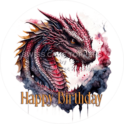 Grusliger Geburtstags-Tortenaufleger Drache3 - personalisierbar