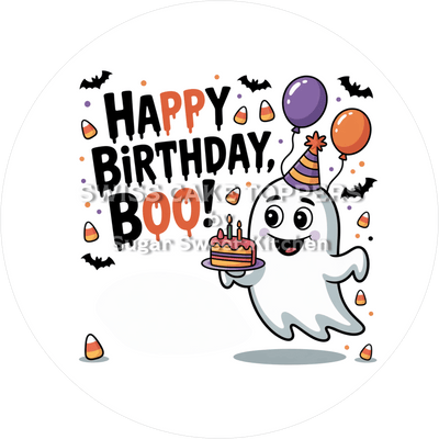 Grusliger Geburtstags-Tortenaufleger Ghost3 - personalisierbar