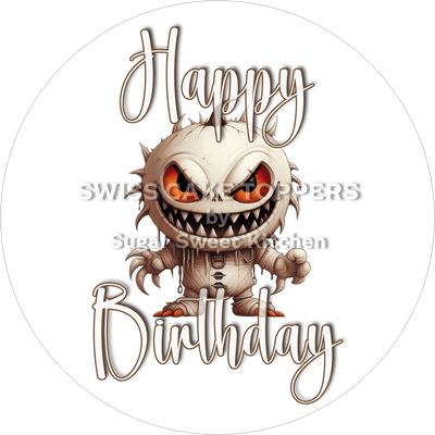 Grusliger Geburtstags-Tortenaufleger Monster12 - personalisierbar (Kopie)