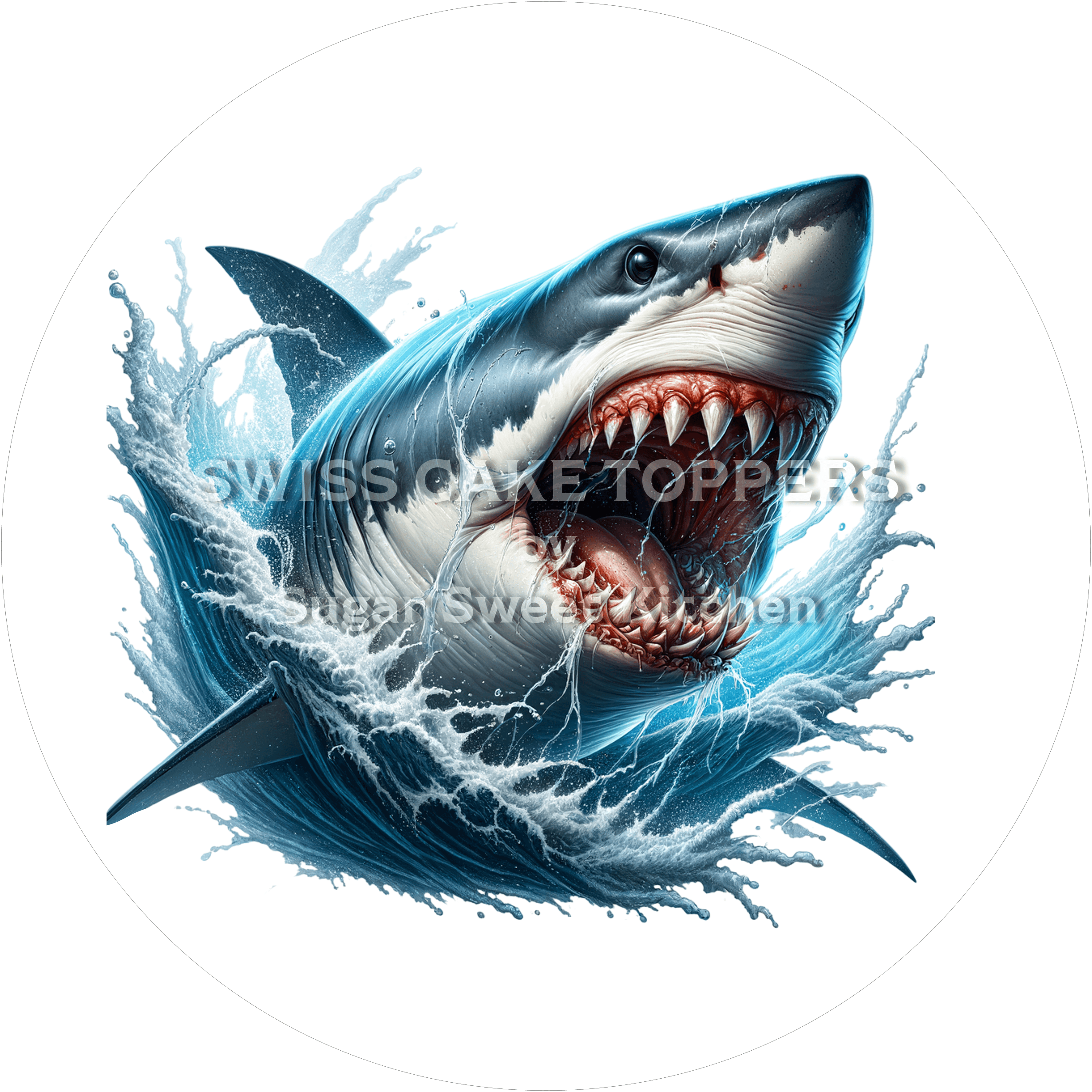 Grusliger Hai-Tortenaufleger3 - personalisierbar - Fondant- Torten- & Cupcakeaufleger Sugar Sweet Kitchen
