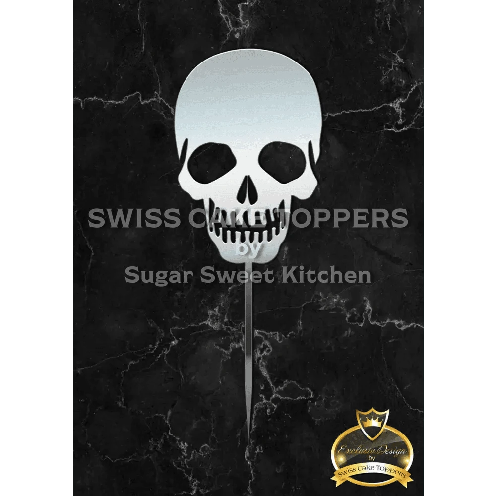 Halloween Cake Toper ’Schädeltanz’ - Acryl Silber - Topper Sugar Sweet Kitchen