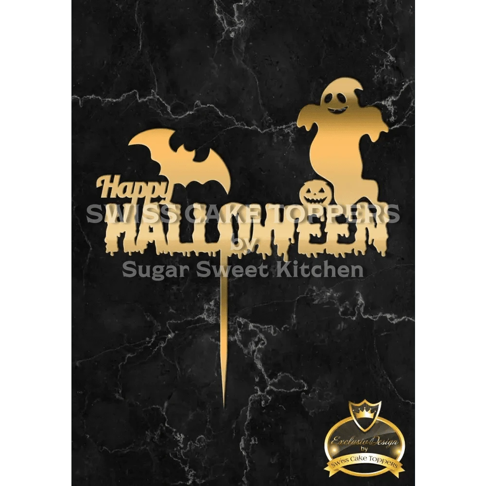 Halloween Cake Topper ’Geisterspuk’ - Acryl Gold - Sugar Sweet Kitchen