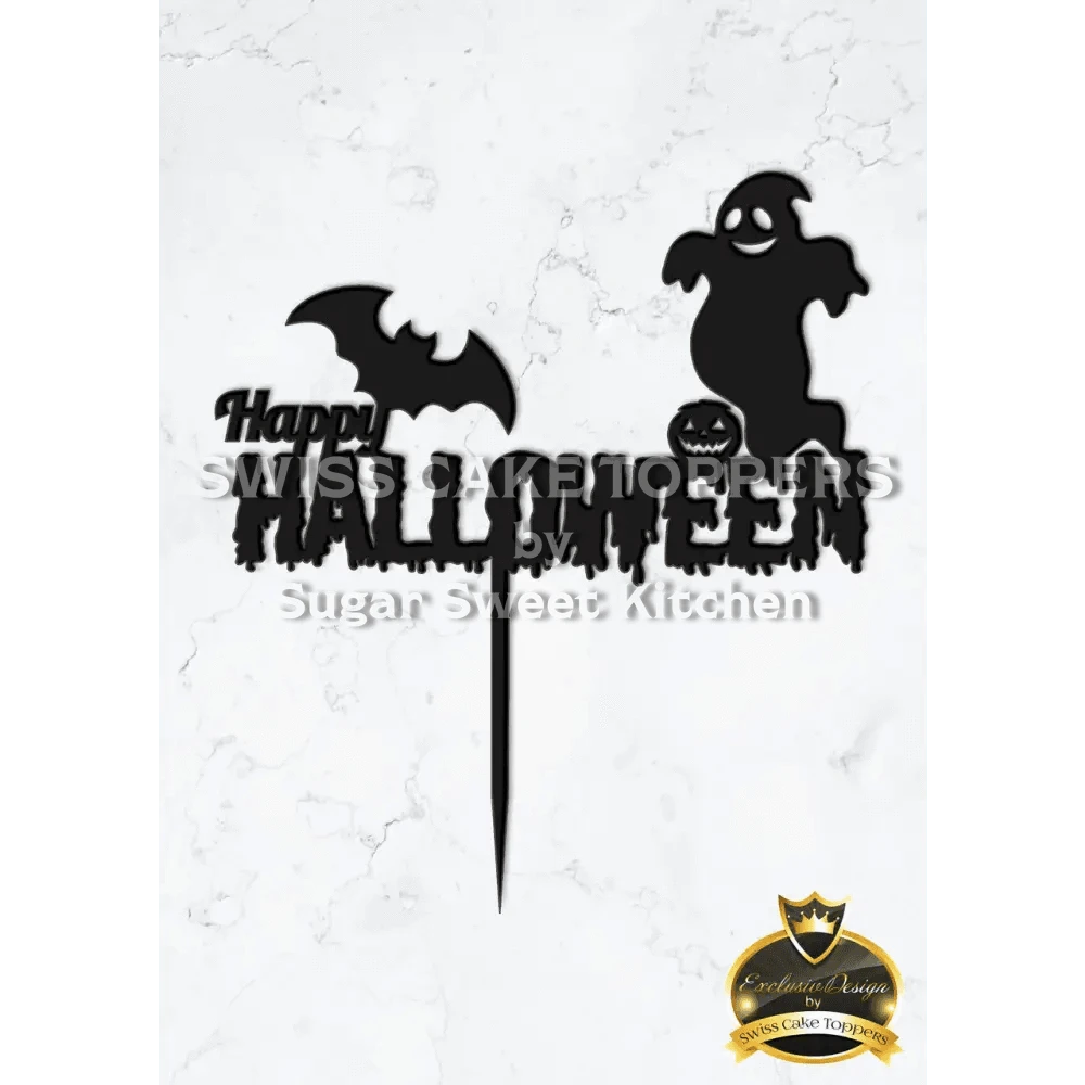 Halloween Cake Topper ’Geisterspuk’ - Acryl Schwarz - Sugar Sweet Kitchen