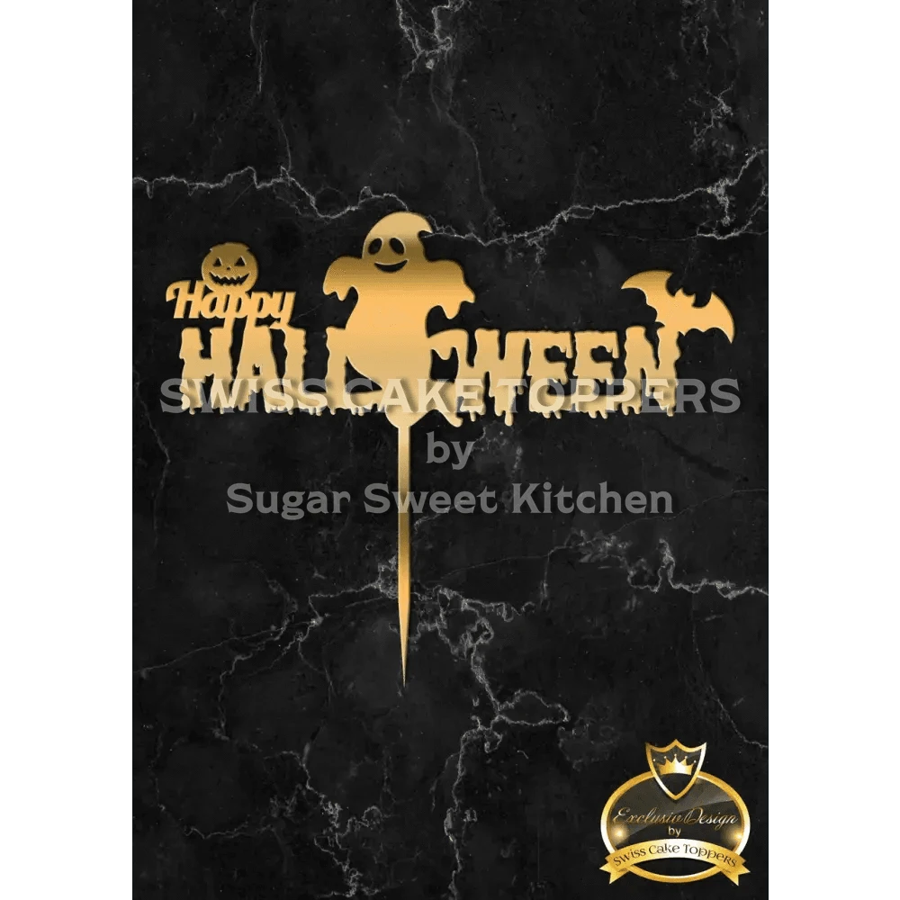 Halloween Cake Topper ’Geisterspuk1’’ - Acryl Gold - Sugar Sweet Kitchen