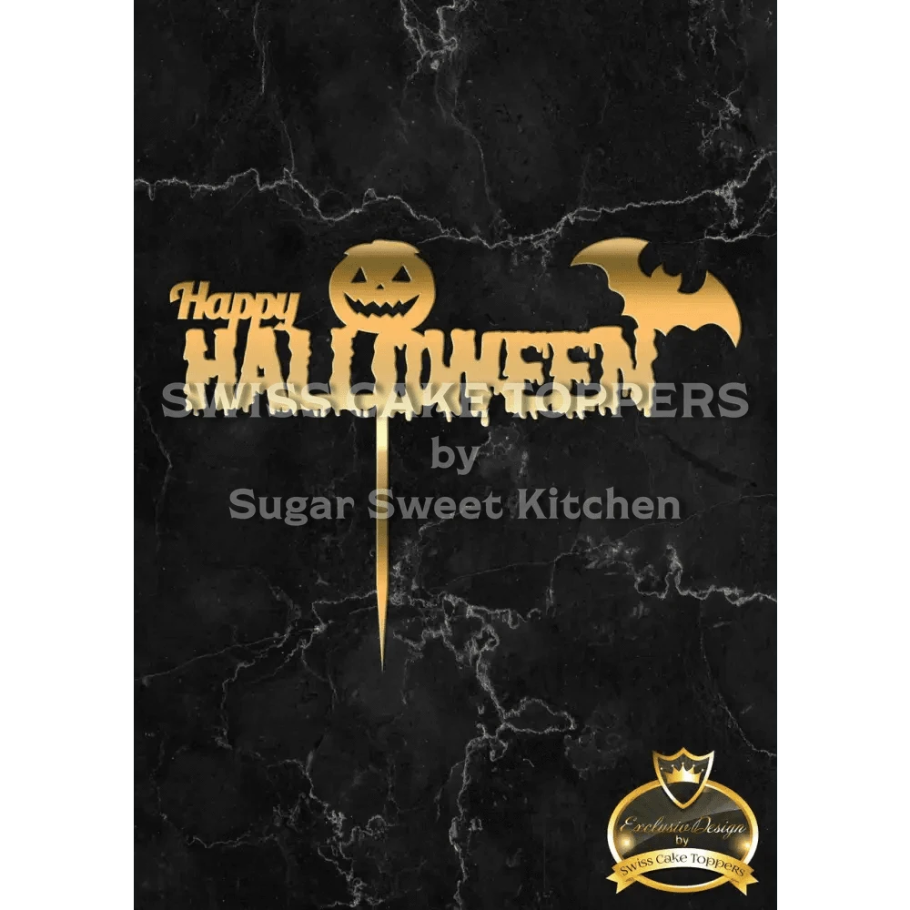 Halloween Cake Topper ’Gruselgruss’ - Acryl Gold - Sugar Sweet Kitchen