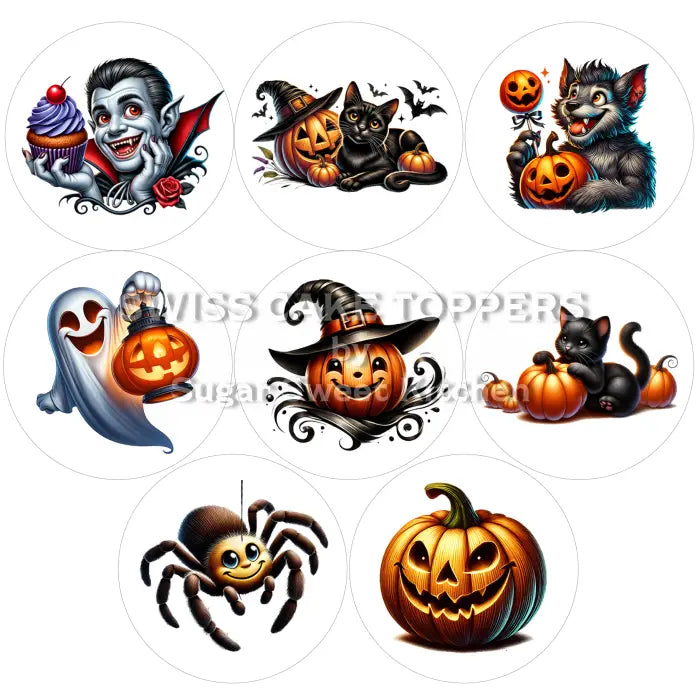Halloween-Cupcakes- & Dessertaufleger 01 / 8Stk. - Fondant- Torten- Cupcakeaufleger Sugar Sweet Kitchen