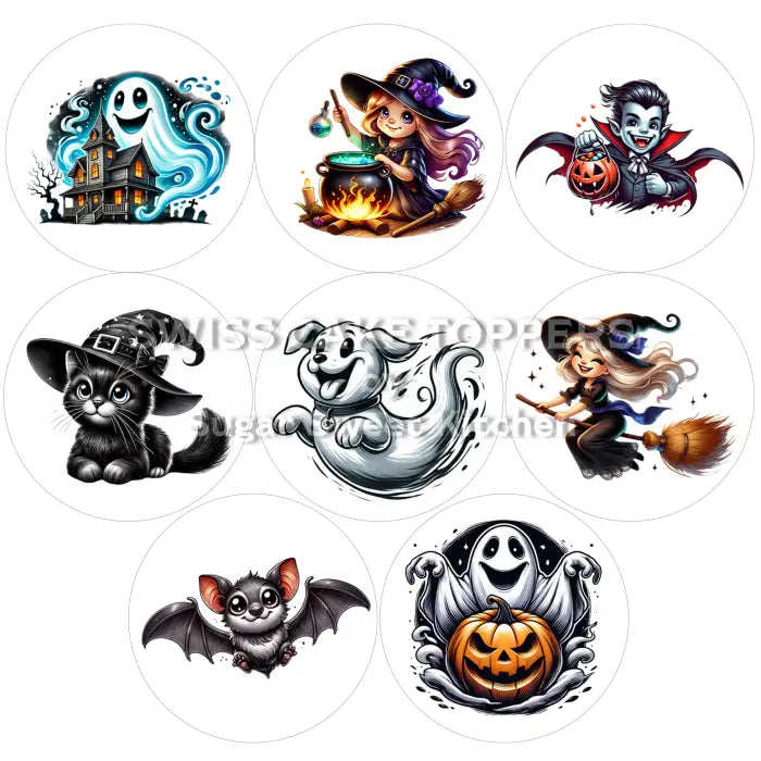 Halloween-Cupcakes- & Dessertaufleger 02 / 8Stk. - Fondant- Torten- Cupcakeaufleger Sugar Sweet Kitchen