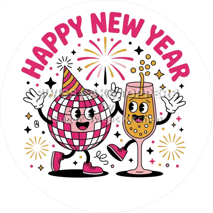 Happy New Year-Tortenaufleger11 - personalisierbar - Fondant- Torten- & Cupcakeaufleger Sugar Sweet Kitchen