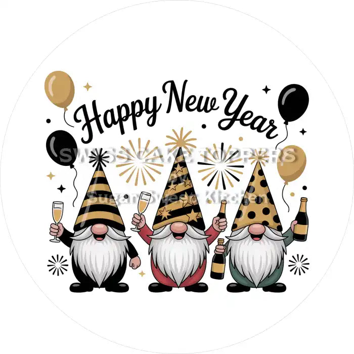 Happy New Year-Tortenaufleger14 - personalisierbar - Fondant- Torten- & Cupcakeaufleger Sugar Sweet Kitchen