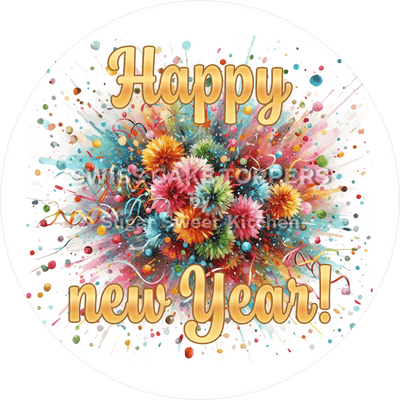 Happy New Year-Tortenaufleger2 - personalisierbar