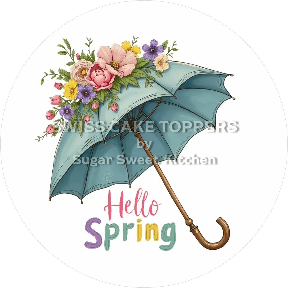Hello Spring-Tortenaufleger1 - personalisierbar - Fondant- Torten- & Cupcakeaufleger Sugar Sweet Kitchen