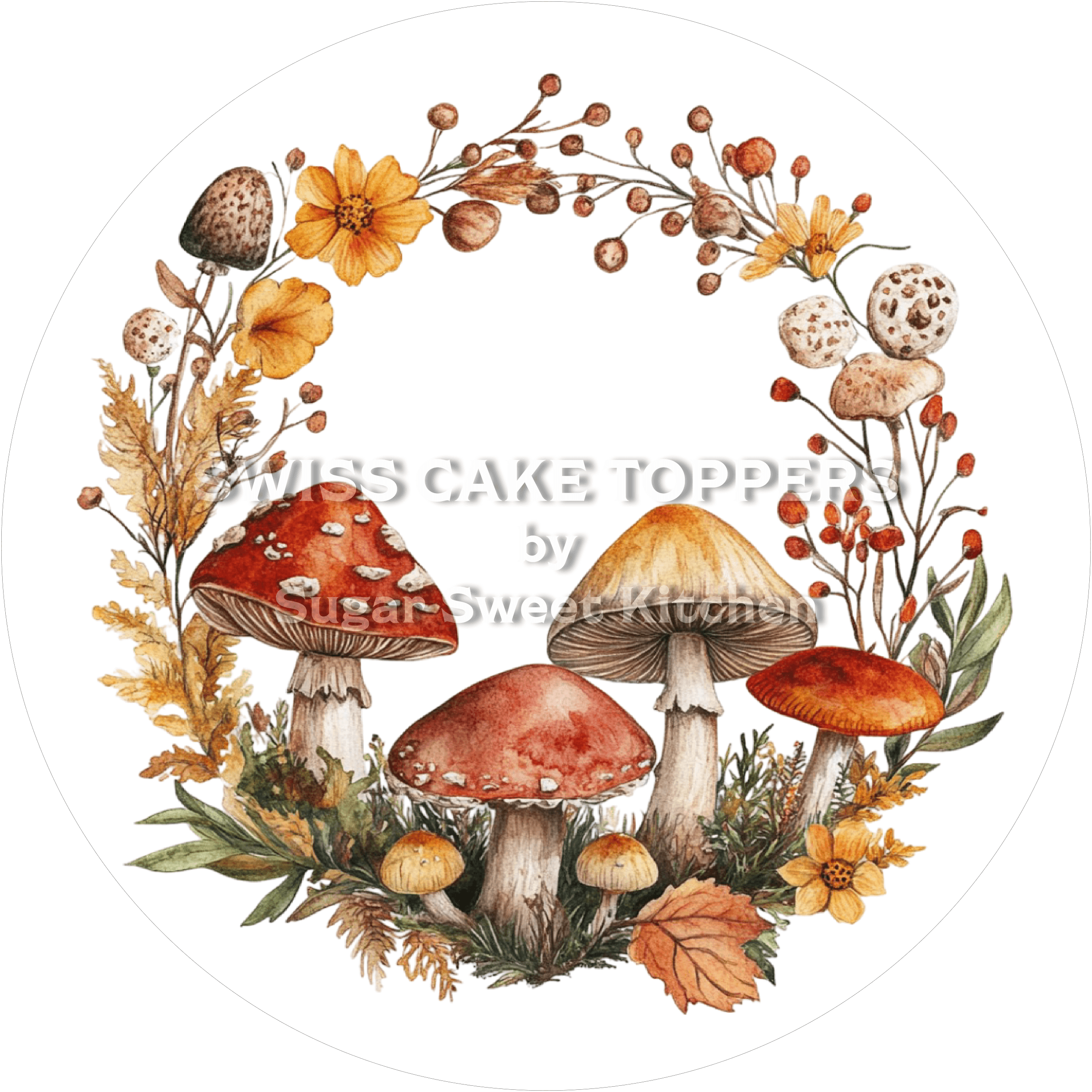 Herbstlicher Tortenaufleger mit Pilzen6 - personalisierbar - Fondant- Torten- & Cupcakeaufleger Sugar Sweet Kitchen