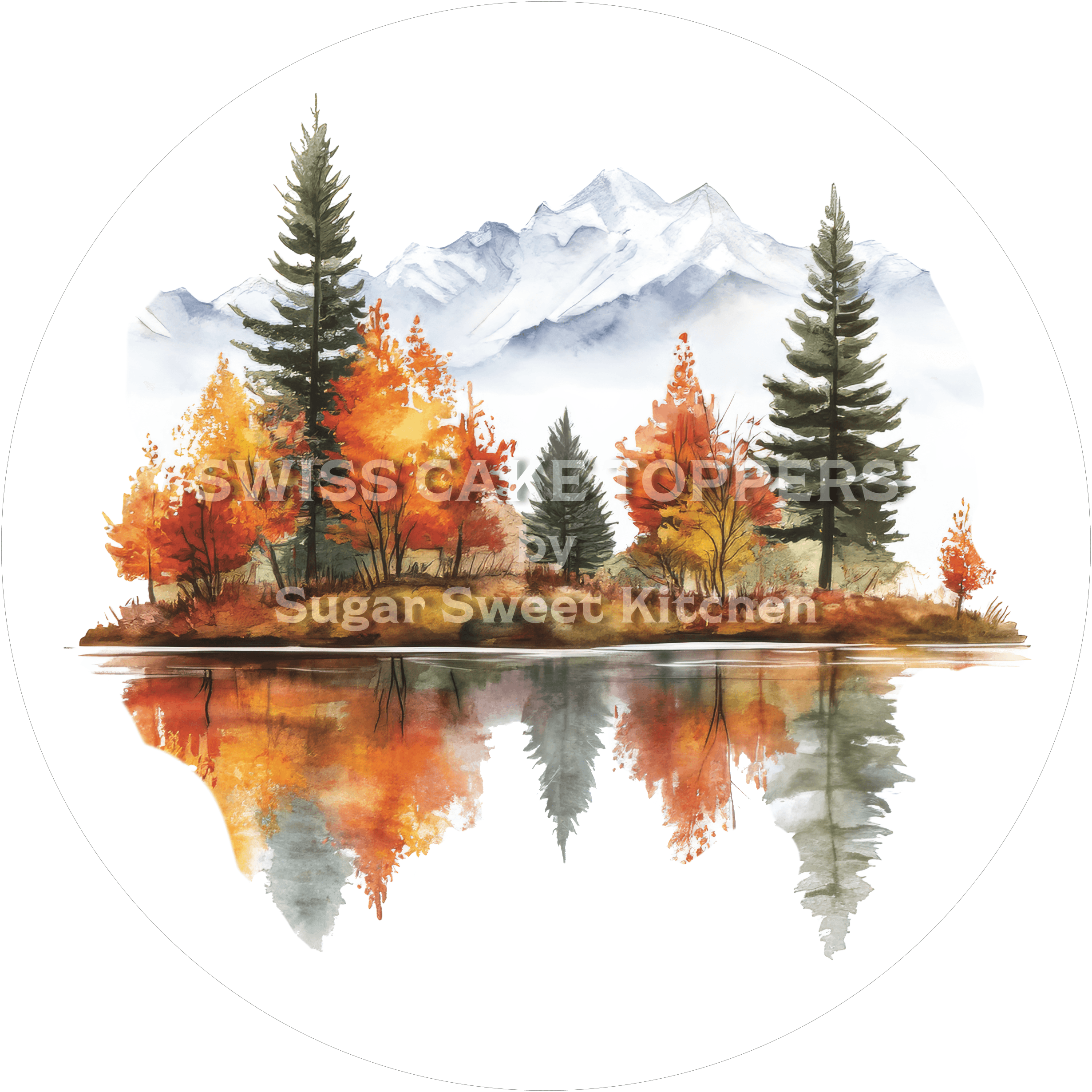 Herbstlicher Tortenaufleger mit Seen- & Flussmotiven9 - personalisierbar - Fondant- Torten- Cupcakeaufleger Sugar Sweet