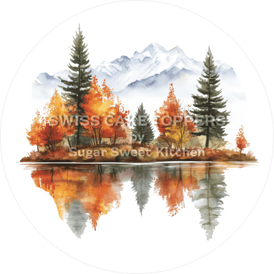 Herbstlicher Tortenaufleger mit Seen- & Flussmotiven9 - personalisierbar