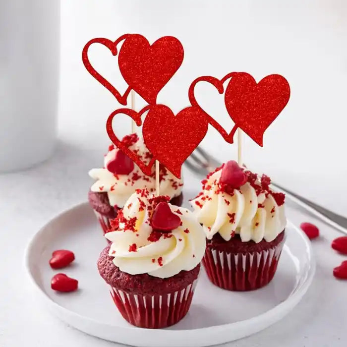 Herz-Cupcake Topper / 6Stk. - Dekorationen nicht essbar Sugar Sweet Kitchen
