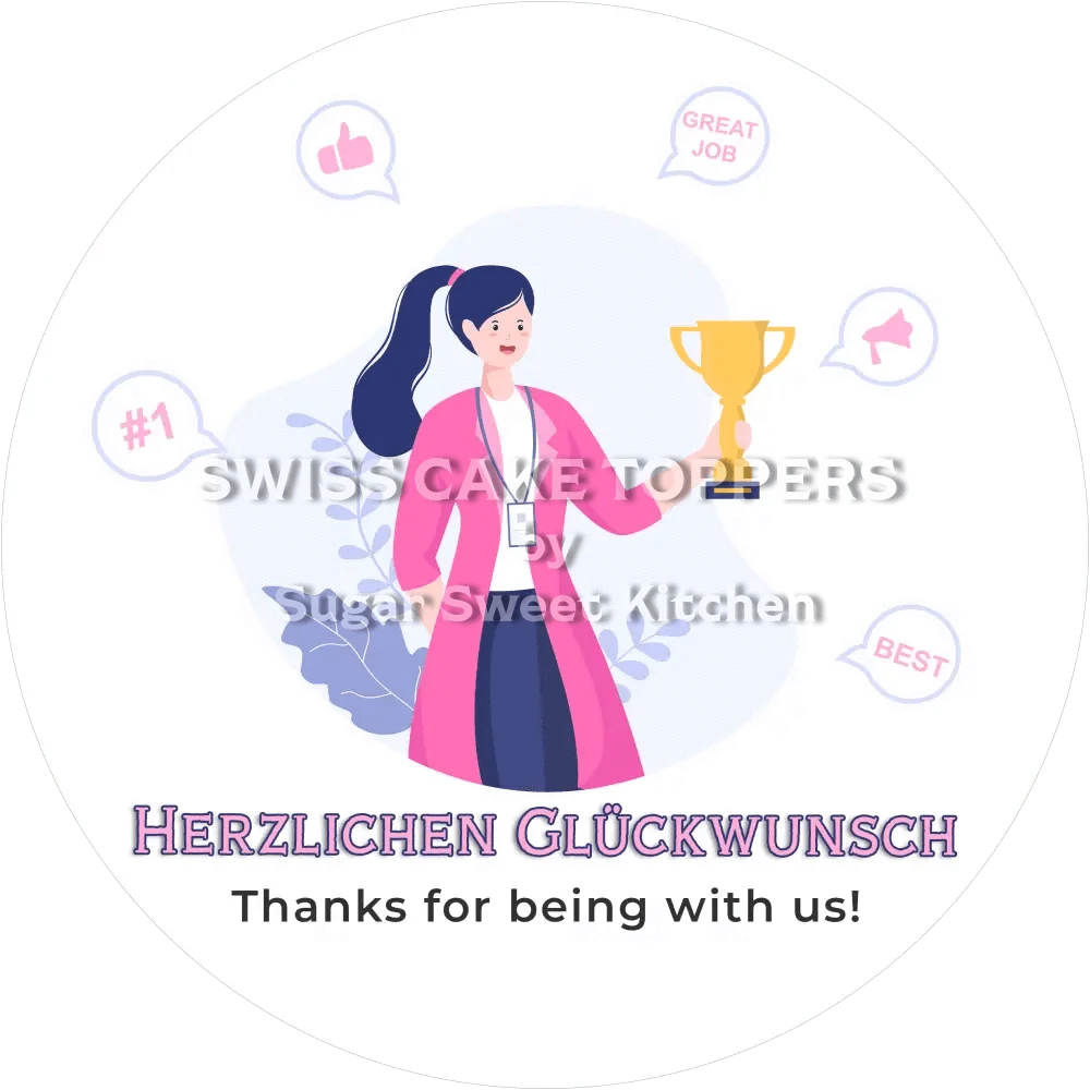 Herzlichen Glückwunsch-Tortenaufleger für Mitarbeiter - Fondant- Torten- & Cupcakeaufleger Sugar Sweet Kitchen
