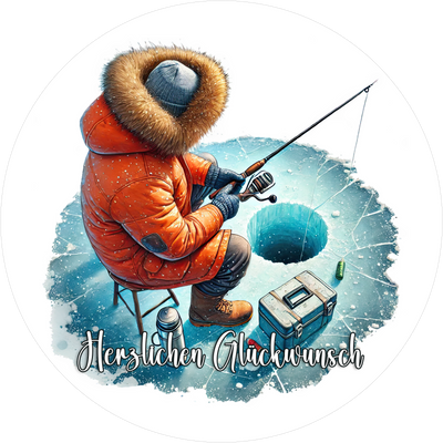 Hobby Geburtstags-Tortenaufleger Eisfischen1 - personalisierbar