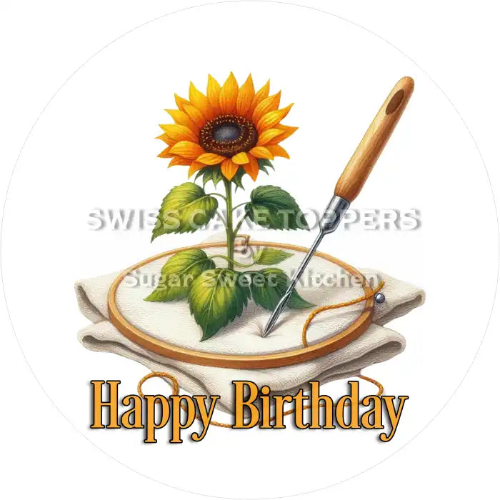 Tortenaufleger Geburtstag Sticken 01 - essbar & personalisierbar - Fondant- Torten- Cupcakeaufleger Sugar Sweet Kitchen