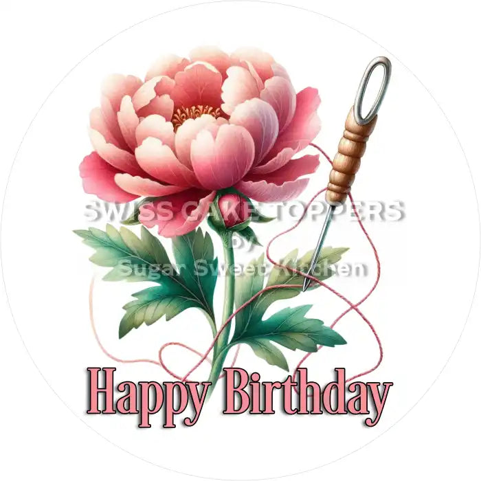Tortenaufleger Geburtstag Sticken 03 - essbar & personalisierbar - Fondant- Torten- Cupcakeaufleger Sugar Sweet Kitchen