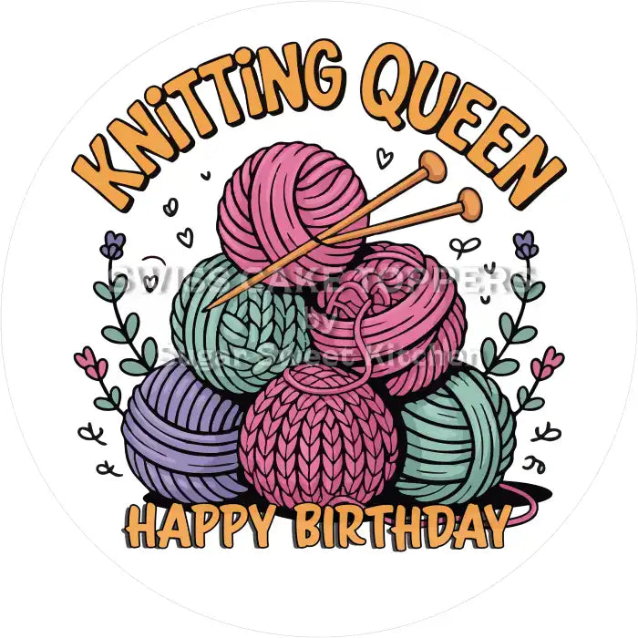Tortenaufleger Geburtstag Stricken 01 - essbar & personalisierbar - Fondant- Torten- Cupcakeaufleger Sugar Sweet Kitchen