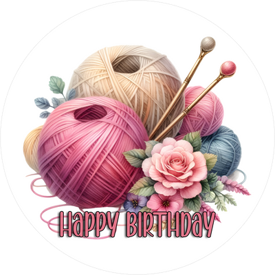 Hobby Geburtstags-Tortenaufleger Stricken2- personalisierbar