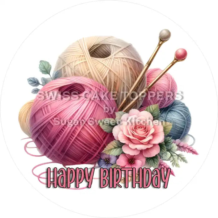 Hobby Geburtstags-Tortenaufleger Stricken2- personalisierbar - Fondant- Torten- & Cupcakeaufleger Sugar Sweet Kitchen