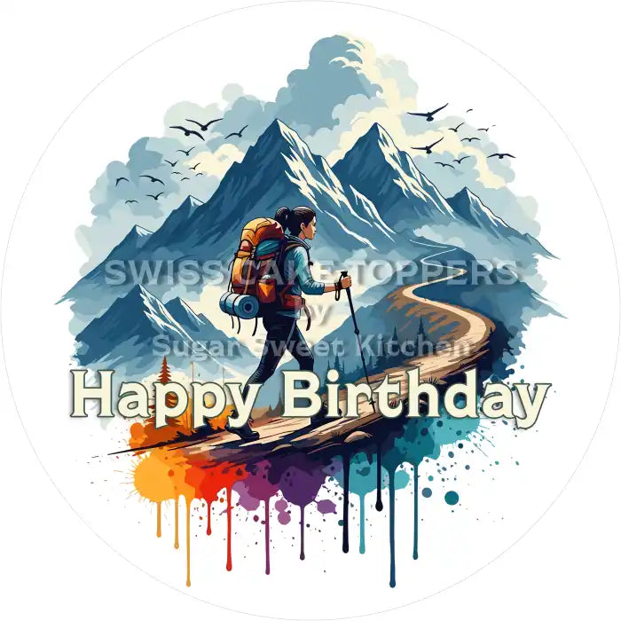 Tortenaufleger Geburtstag Wandern 01 - essbar & personalisierbar - Fondant- Torten- Cupcakeaufleger Sugar Sweet Kitchen