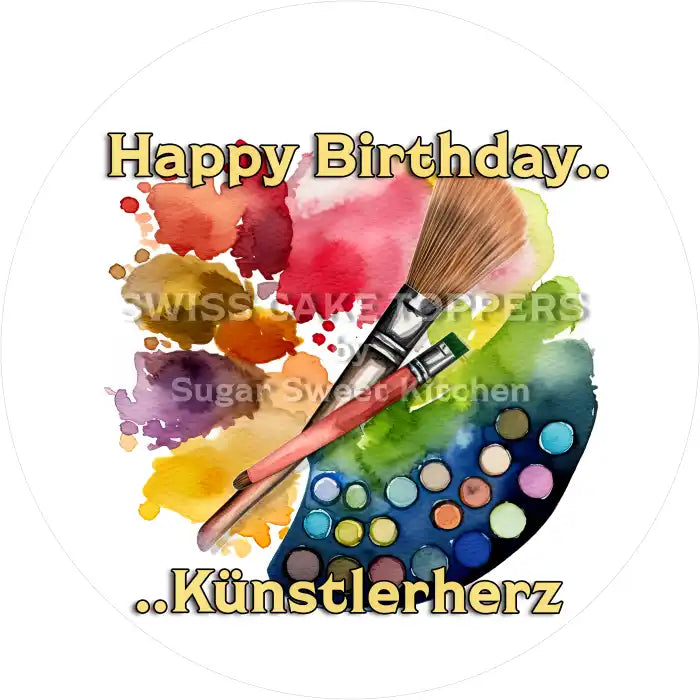 Tortenaufleger Geburtstag Zeichnen 04 - essbar & personalisierbar - Fondant- Torten- Cupcakeaufleger Sugar Sweet Kitchen