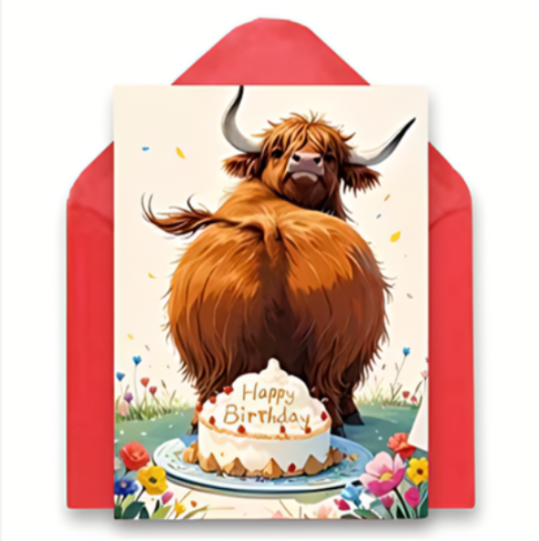 Hochlandrind Geburtstagskarte mit Umschlag2 / 1Stk. - Karten Sugar Sweet Kitchen