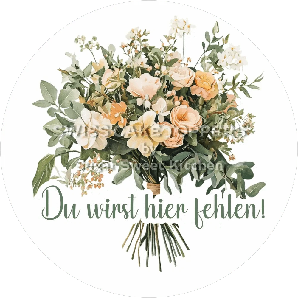 Hübscher Abschieds-Tortenaufleger - Flower19 - personalisierbar - Fondant- Torten- & Cupcakeaufleger Sugar Sweet Kitchen