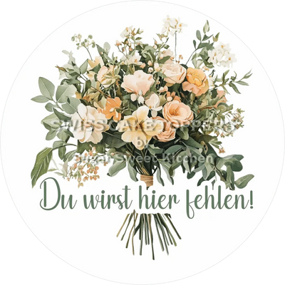 Hübscher Abschieds-Tortenaufleger - Flower19 - personalisierbar