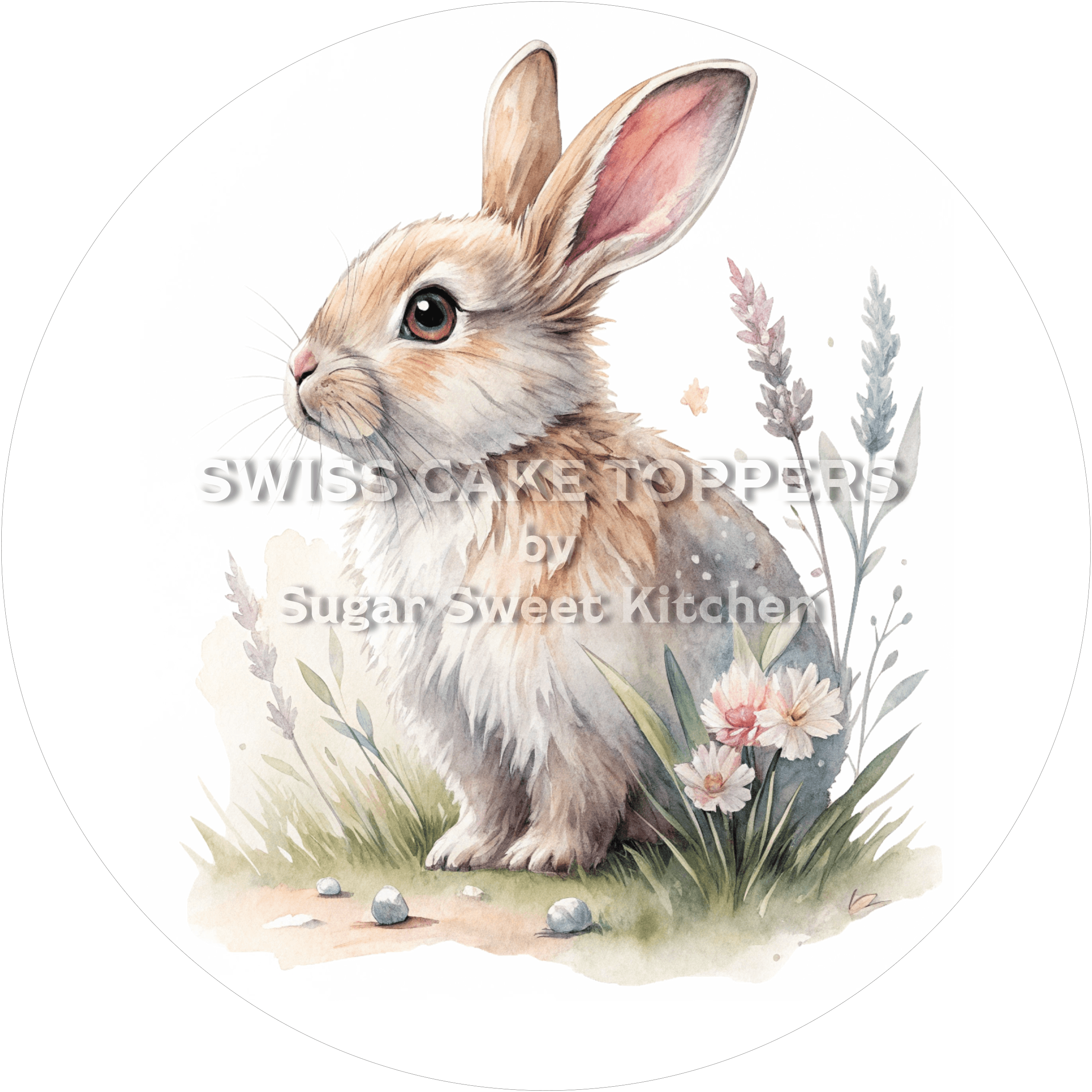 Hübscher Hasen-Tortenaufleger4 - personalisierbar - Fondant- Torten- & Cupcakeaufleger Sugar Sweet Kitchen