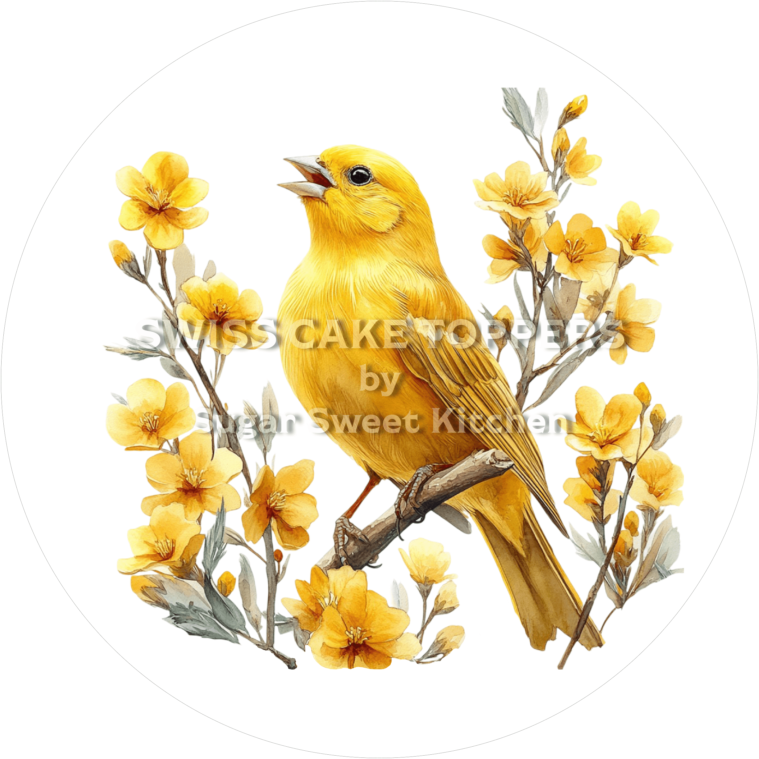 Hübscher Kanarienvogel-Tortenaufleger5 - personalisierbar - Fondant- Torten- & Cupcakeaufleger Sugar Sweet Kitchen