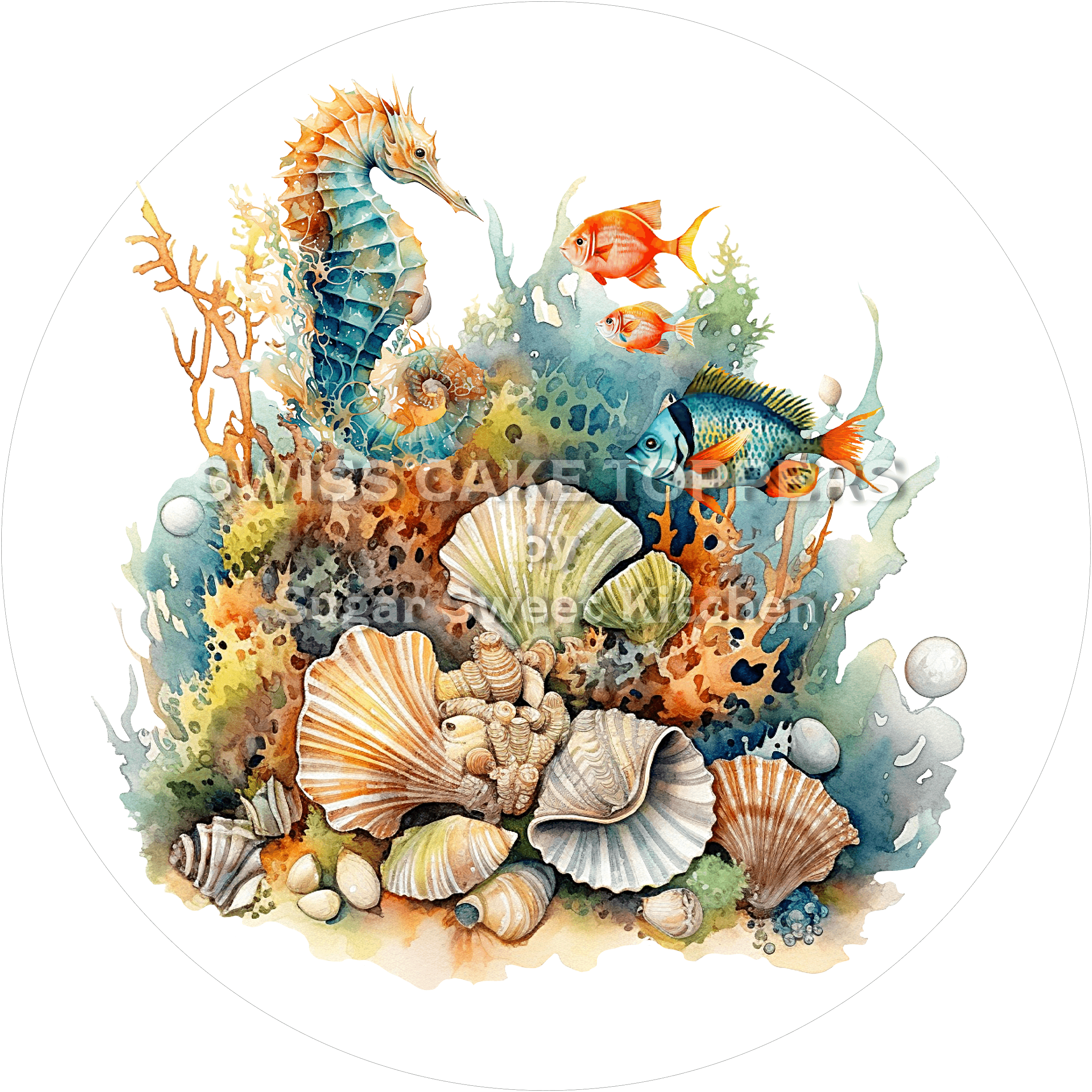 Hübscher Korallen-Tortenaufleger2 - personalisierbar - Fondant- Torten- & Cupcakeaufleger Sugar Sweet Kitchen