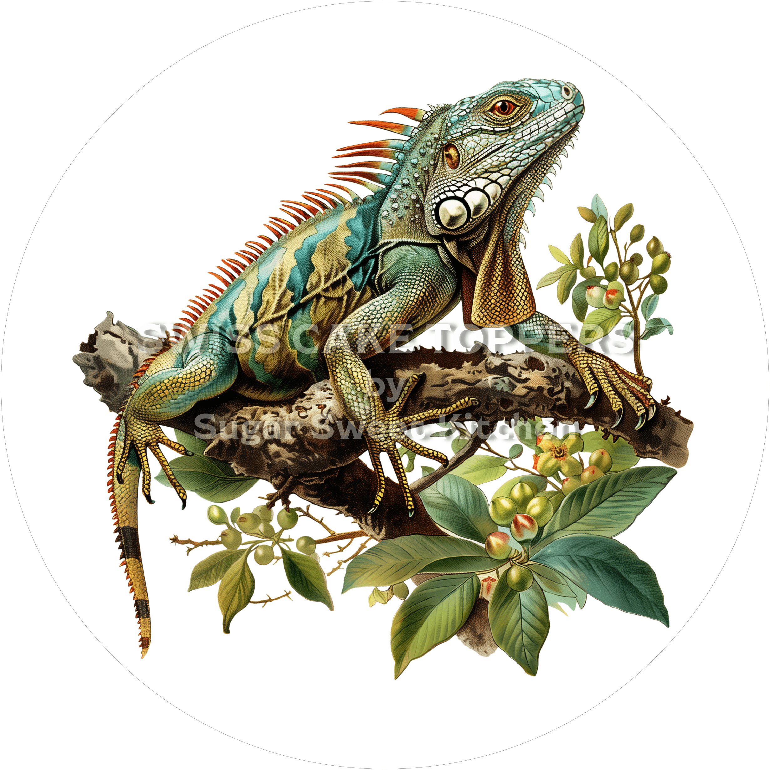 Hübscher Leguan-Tortenaufleger1 - personalisierbar - Fondant- Torten- & Cupcakeaufleger Sugar Sweet Kitchen