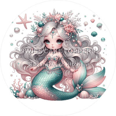 Hübscher Mermaid-Tortenaufleger2- personalisierbar