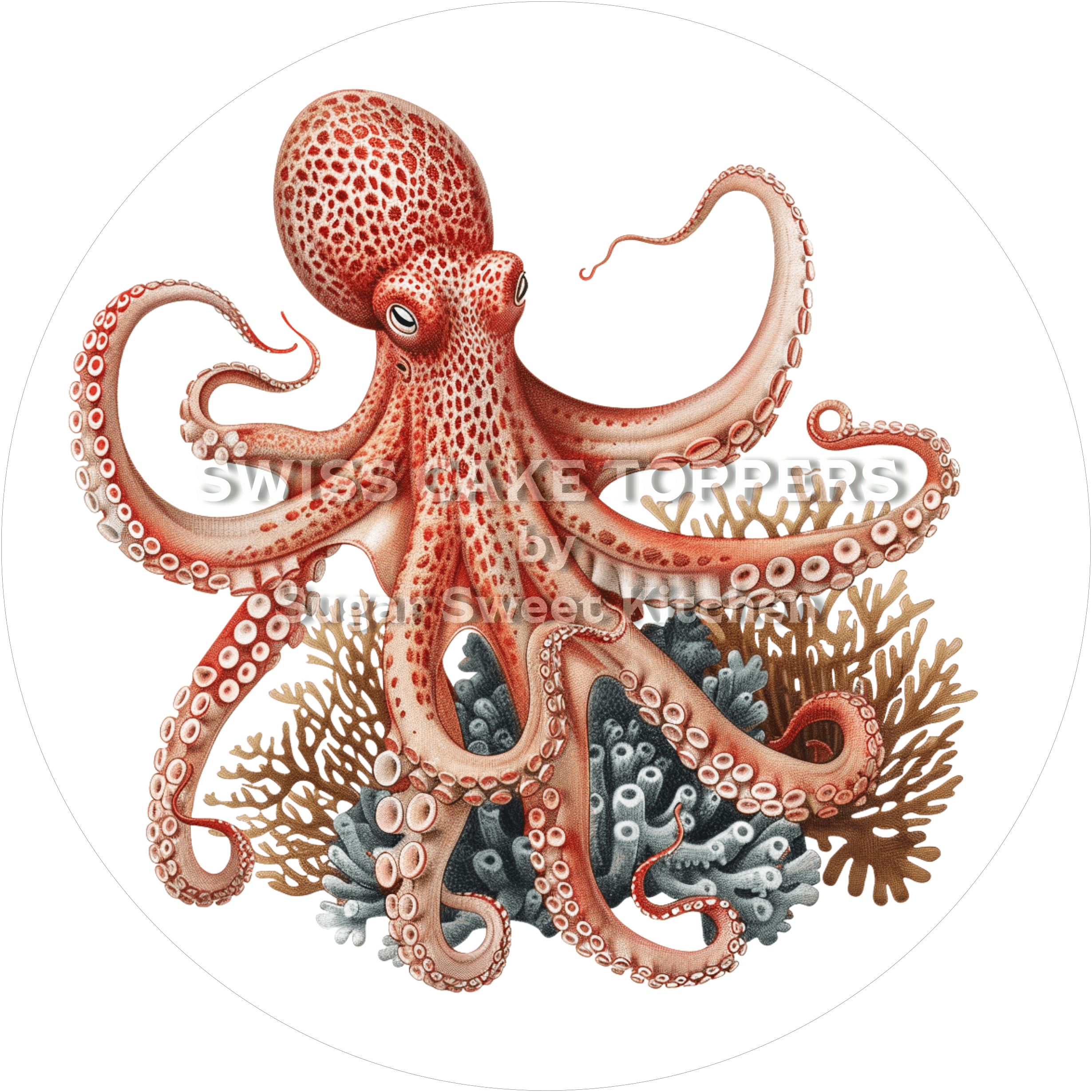 Hübscher Octopus-Tortenaufleger3 - personalisierbar - Fondant- Torten- & Cupcakeaufleger Sugar Sweet Kitchen
