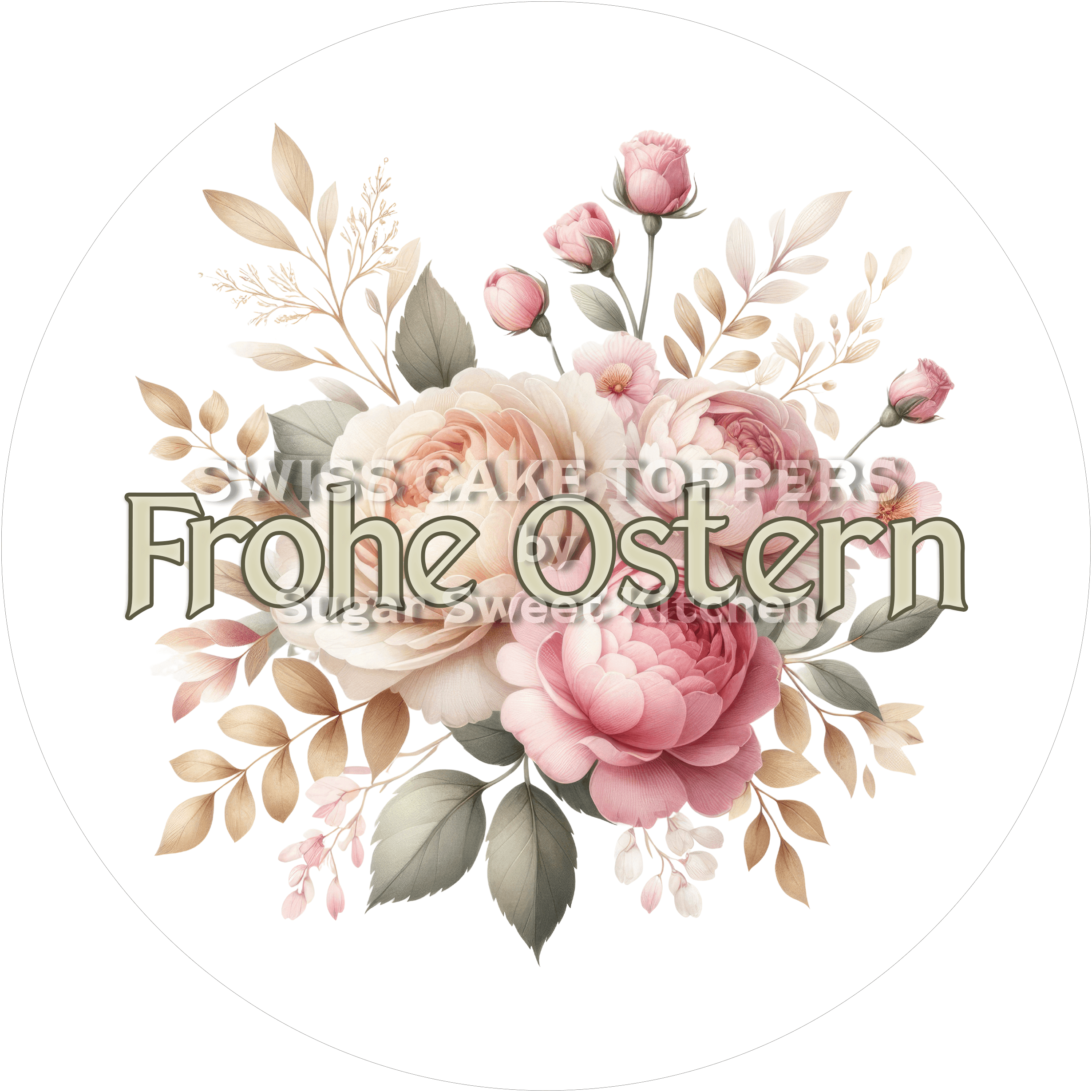 Hübscher Oster-Tortenaufleger - Flower16 - personalisierbar - Fondant- Torten- & Cupcakeaufleger Sugar Sweet Kitchen
