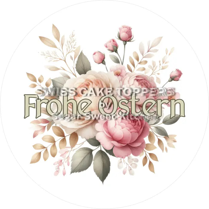 Hübscher Oster-Tortenaufleger - Flower16 - personalisierbar - Fondant- Torten- & Cupcakeaufleger Sugar Sweet Kitchen