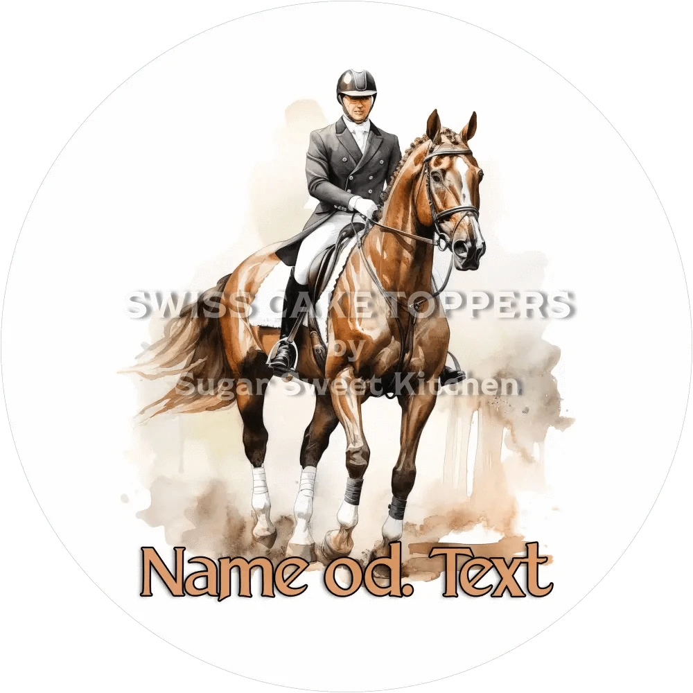 Hübscher Reiter-Tortenaufleger5 mit Name od. Text - Fondant- Torten- & Cupcakeaufleger Sugar Sweet Kitchen