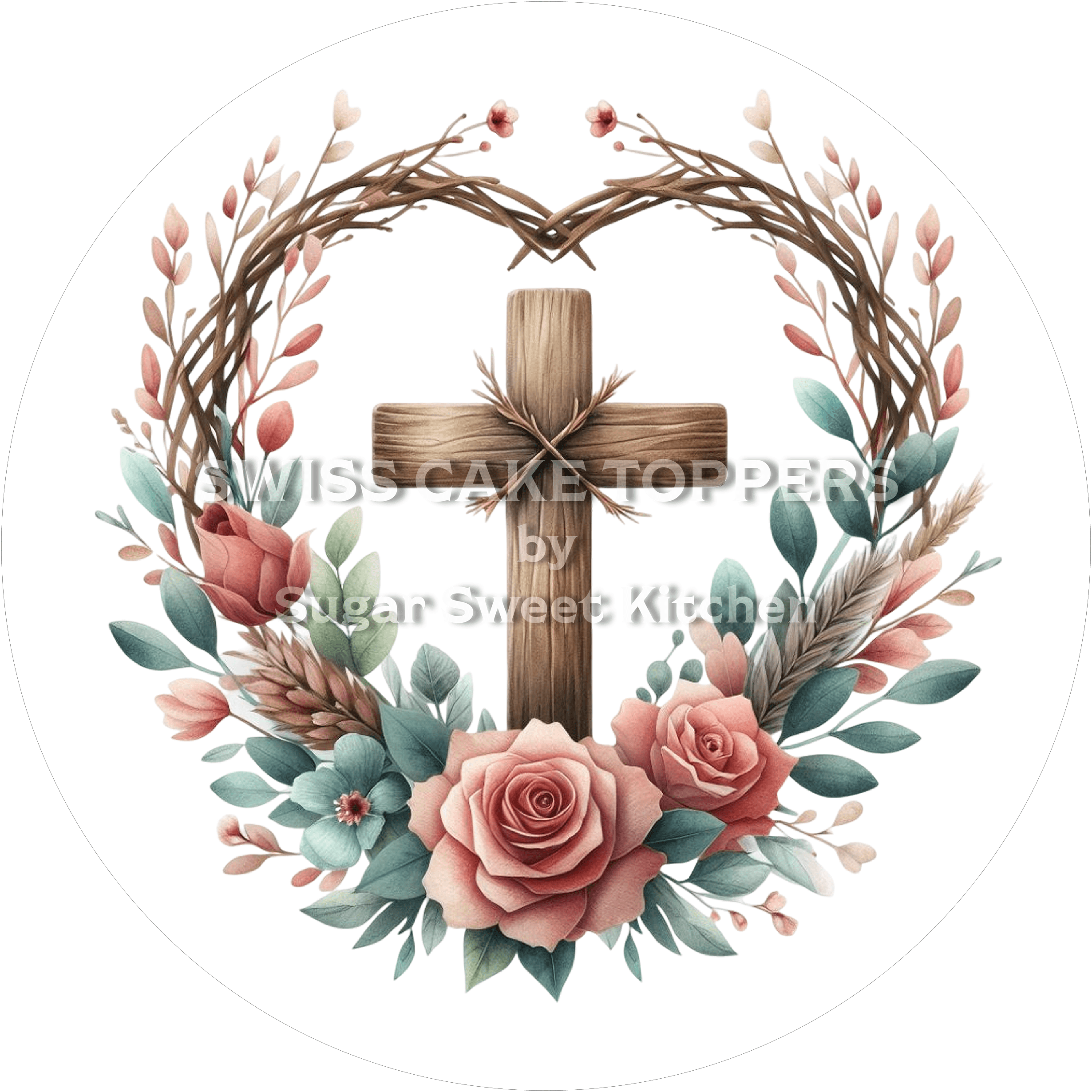 Hübscher Tortenaufleger Kommunion8 - personalisierbar - Fondant- Torten- & Cupcakeaufleger Sugar Sweet Kitchen