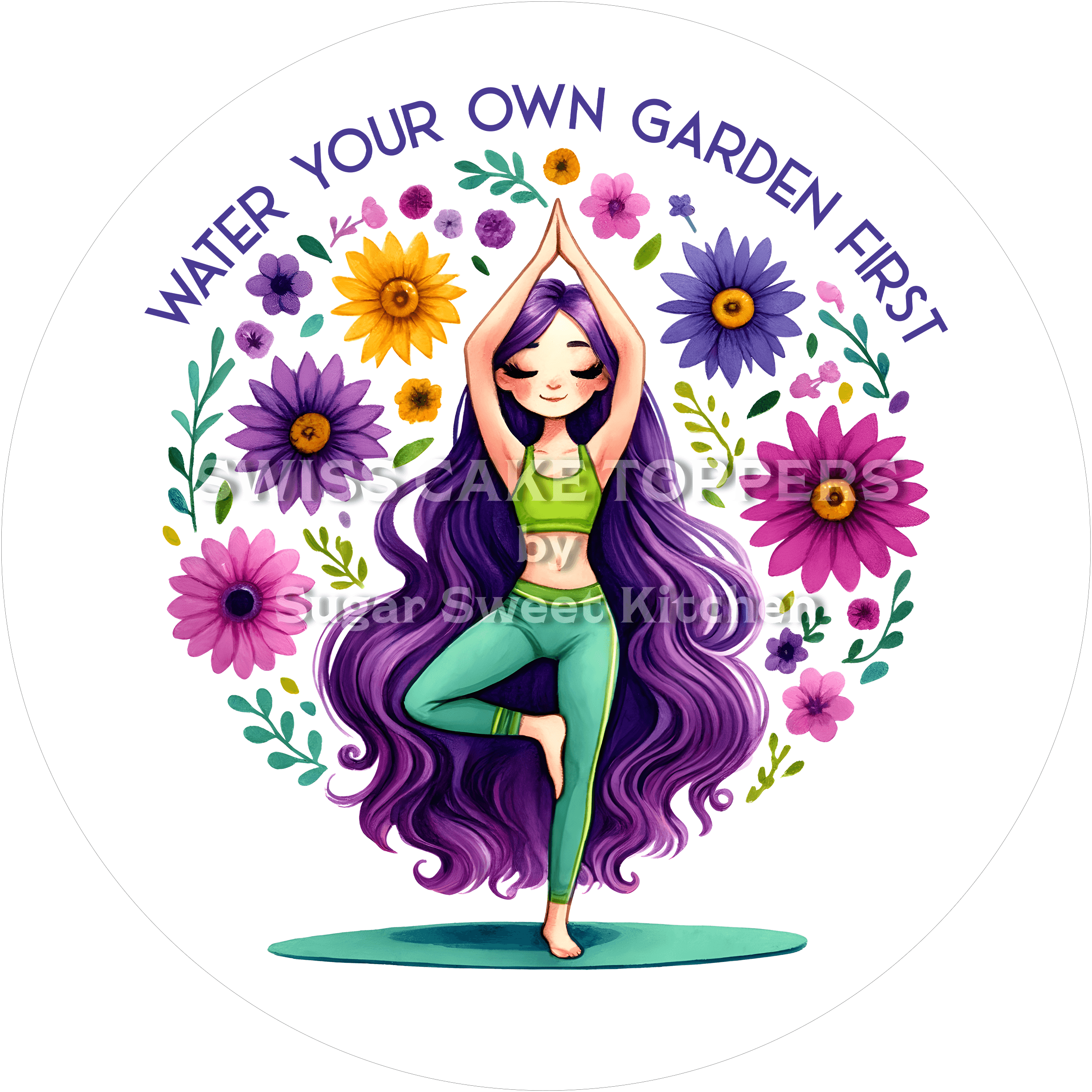 Hübscher Yoga-Tortenaufleger5 - personalisierbar - Fondant- Torten- & Cupcakeaufleger Sugar Sweet Kitchen