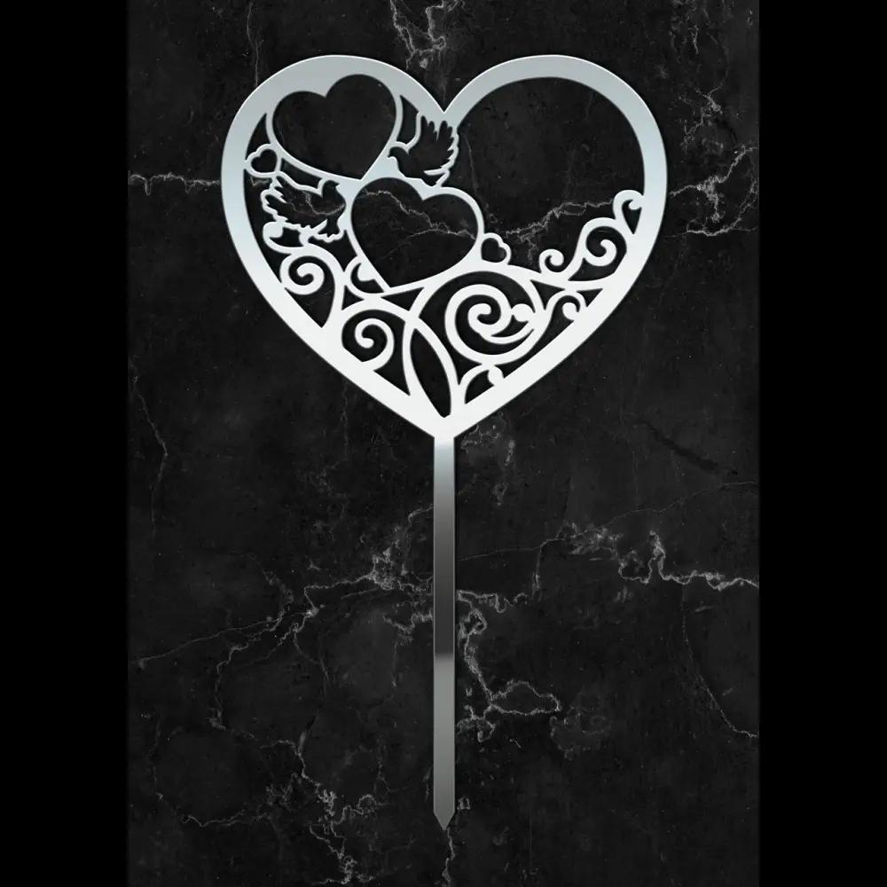 Cake Topper ’Vertraute Herzen’ - Acryl Silber - Sugar Sweet Kitchen